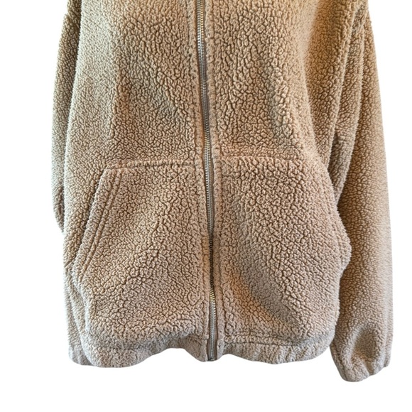 Women’s Forever 21 Tan/Taupe Sherpa hoodie Jacket size Large - Picture 2 of 8